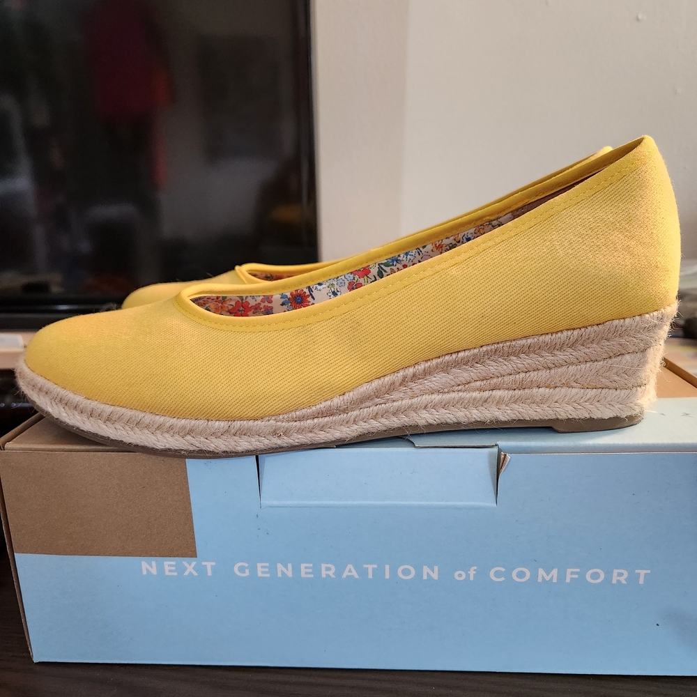 Yellow Wedge Espadrilles